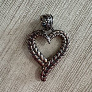 John Hardy Jai 925 Silver Braided Heart Enhancer Pendant